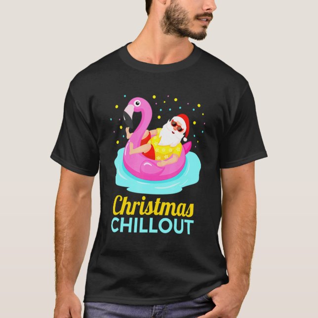 Camiseta Design de Natal Flamingo Chillout (Frente)