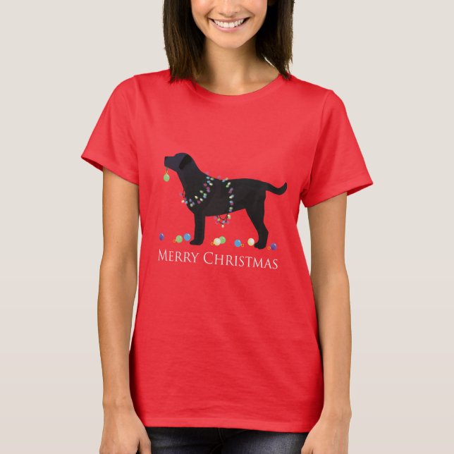 Camiseta Design de Natal Merry Black Lab (Frente)