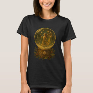 Camiseta Design de Natal No Globo De Neve Com Sparkle E Gra