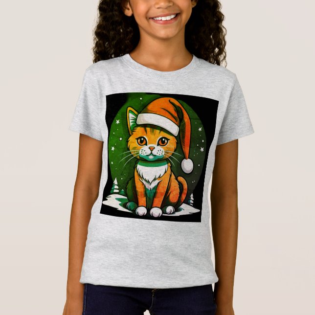 Camiseta Design de Natal para Cat: Férias Festivas e Bonita (Frente)