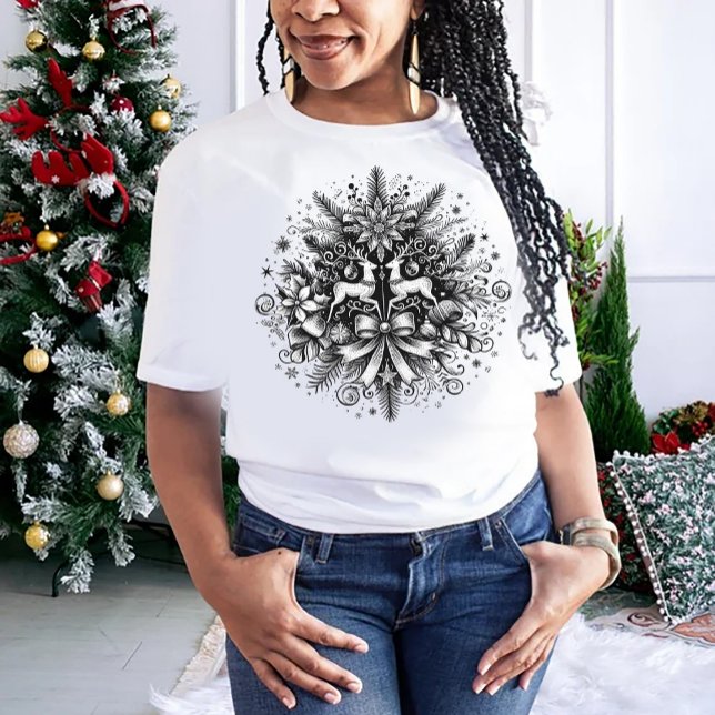 Camiseta Design de Natal preto e branco (Criador carregado)