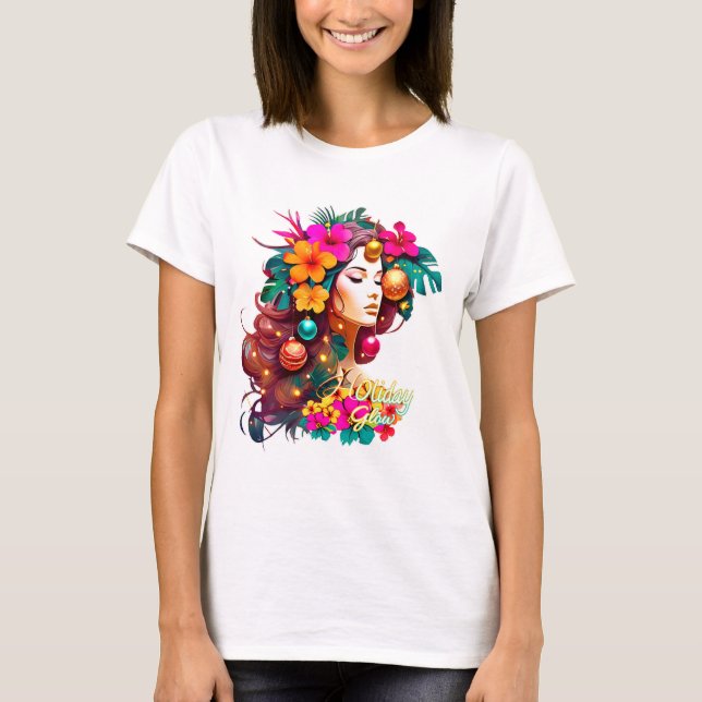 Camiseta Design de Natal Tropical de Tee de Férias Feriadas (Frente)