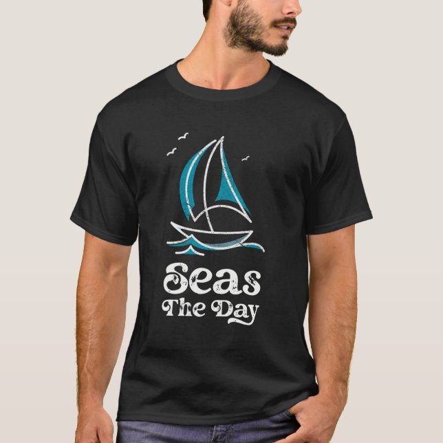 Camiseta Design De Navegação Com Mares No Dia Do Arco Náuti (Frente)