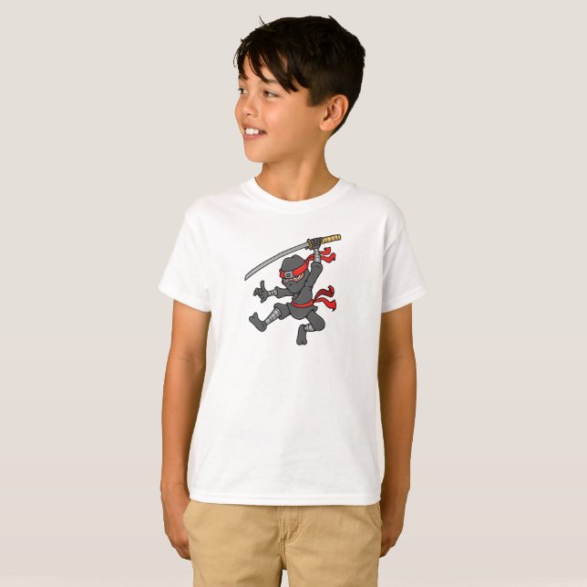 Camiseta Design de Ninja Saltitante Personalizável (Frente Completa)