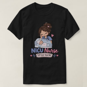 Camiseta Design de Nome de Bebê Enfermeira de UTI Neonatal 