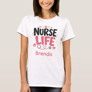 Camiseta Design de Nome de Vida de Enfermeira Personalizado