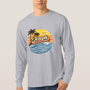 Camiseta Design de Nome Joseph Retro Pôr do Sol