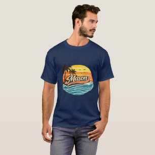 Camiseta Design de Nome Retro Pôr do Sol Mason