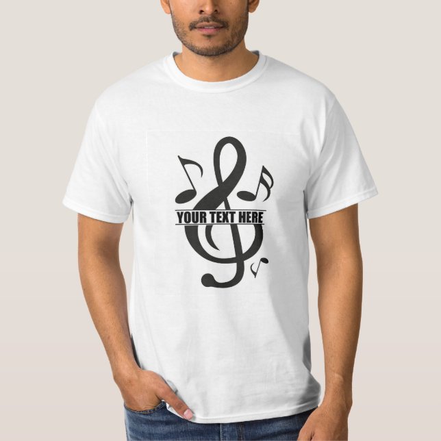 Camiseta Design de Nota de Música Personalizável (Frente)