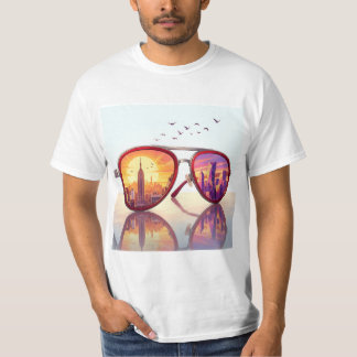 Camiseta Design de Óculos de Sol Retro City Skyline