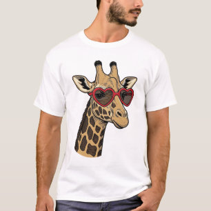 Camiseta Design de Óculos de Sol Vintage com Coração e Gira
