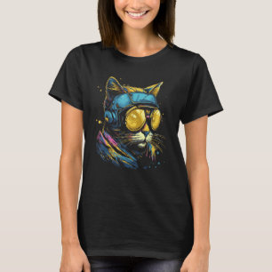 Camiseta Design de óculos do piloto de Visto de gatos legal