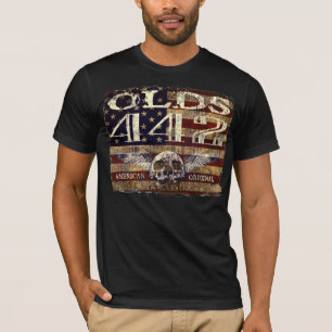 Camiseta Design de Oldsmobile 442 contra a bandeira