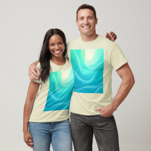 Camiseta Design de Ondas Abstrato da Serenidade do Oceano A