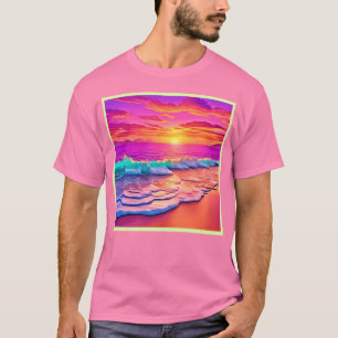 Camiseta Design de Ondas Sunset Beach