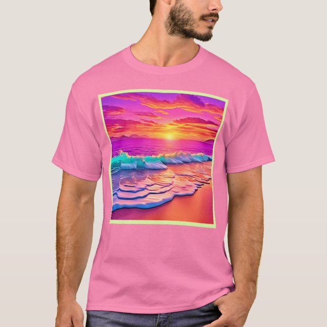 Camiseta Design de Ondas Sunset Beach (Frente)