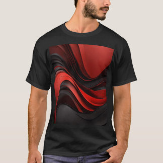 Camiseta Design de ondas vermelhas e pretas