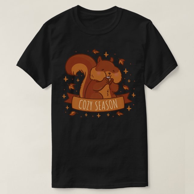 Camiseta Design de outono bonito Cozy Squarrel, época confo (Frente do Design)