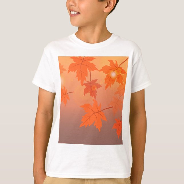 Camiseta Design de outono com folhas de maple e efeito de c (Frente)