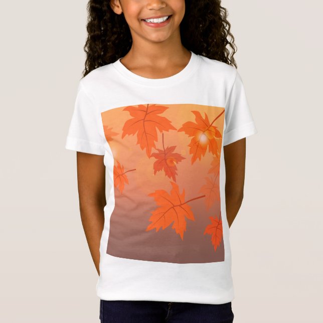 Camiseta Design de outono com folhas de maple e efeito de c (Frente)