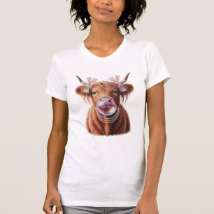 Camiseta Design de Pá Coquette Highland Cow Bubblegum 