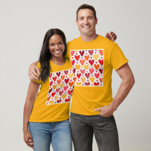 Camiseta Design de Padrão de Amor Corajoso Colorido