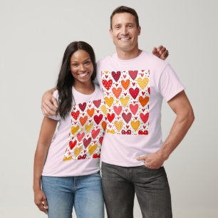 Camiseta Design de Padrão de Amor Corajoso Colorido