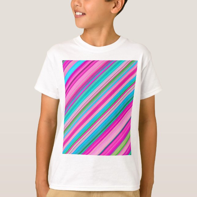 Camiseta Design de padrão de listra de arco-íris vibrante (Frente)