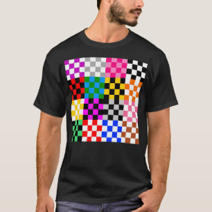 Camiseta Design de padrão de verificação de patch multicolo