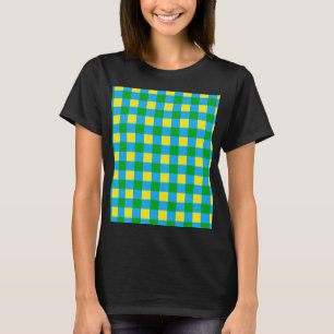 Camiseta Design de Padrão de Xadrez de Verificação Amarelo 