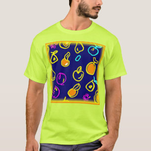 Camiseta Design de Padrão Dinâmico do Neon Fruta