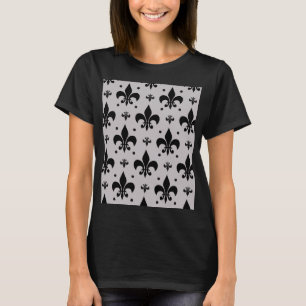 Camiseta Design de Padrão Fleur-de-lis - Fundo da cinza