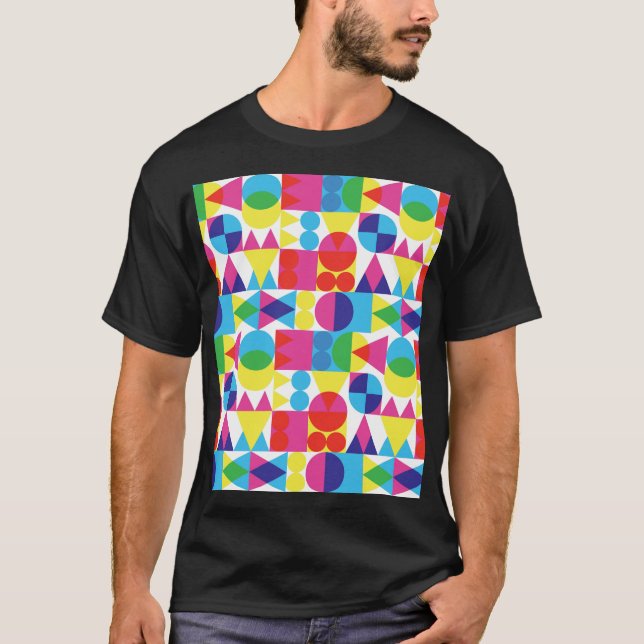 Camiseta design de padrão geométrico abstrato. (Frente)