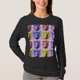 Camiseta Design de padrão xadrez com cabeça de leão em core