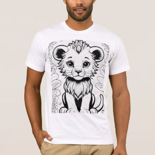 Camiseta Design de Página de Coloração do Leão Bebê Adoráve