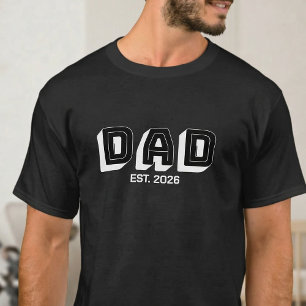 Camiseta Design de Pai Estabelecido Varsity Negrito Branco