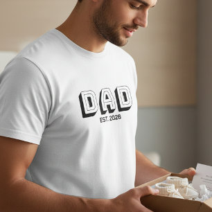 Camiseta Design de Pai Estabelecido Varsity Negrito Preto