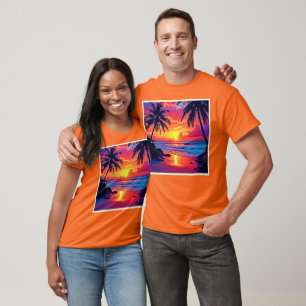 Camiseta Design de Paraíso Tropical Sunset