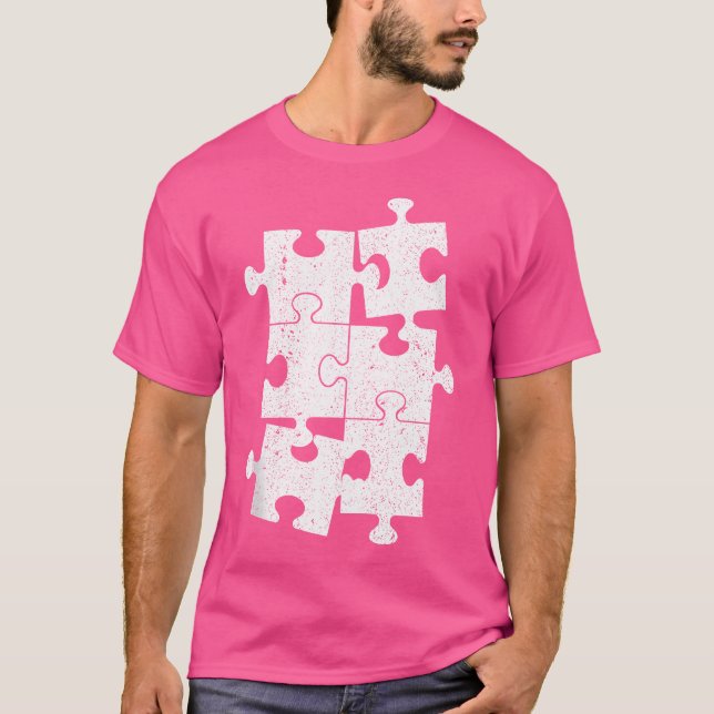 Camiseta Design de Peça de Quebra-Cabeça Fofo para Homens e (Frente)