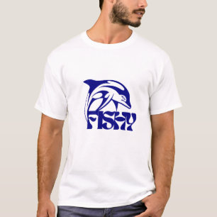 Camiseta Design de Peixe Azul com Texto 'Peixe'