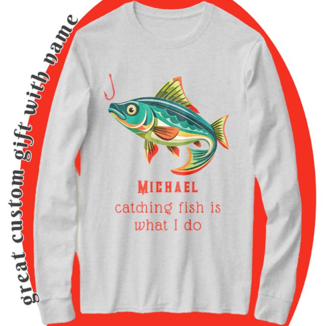 Camiseta Design de pesca colorida com nome (Perfect for gifting.)