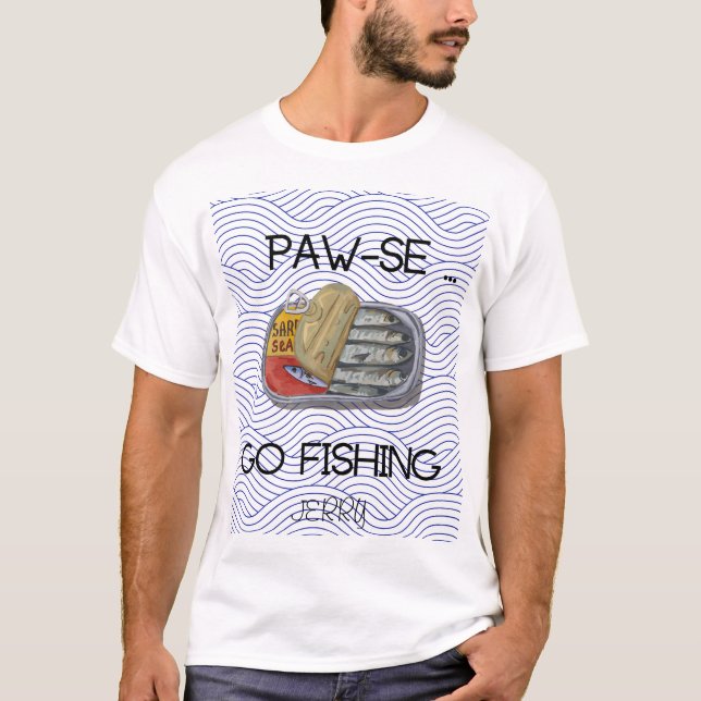 Camiseta Design de Pesca de Gato Engraçado com Tema Náutico (Frente)