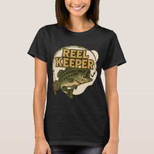 Camiseta Design de pesca de robalo-peva com Reel Keeper