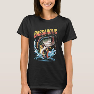 Camiseta Design de pesca de robalo viciado em Bassaholic