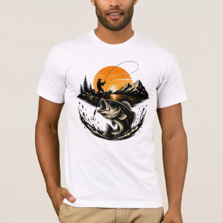 Camiseta Design de pescador de atardecer de pesca de robalo