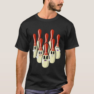 Camiseta Design de pinos de boliche em desenho animado engr