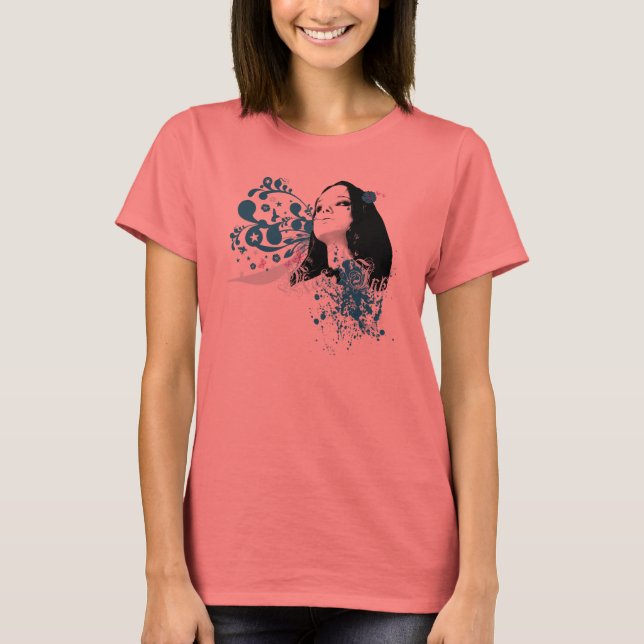 Camiseta Design de Pinup Bomba Flor (Frente)