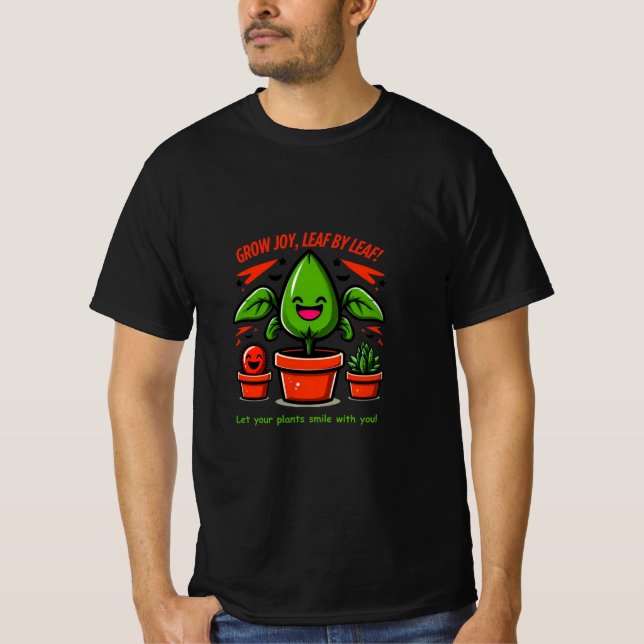 Camiseta Design de Planta Kawaii - Cactus Sorridente, Sucul (Frente)