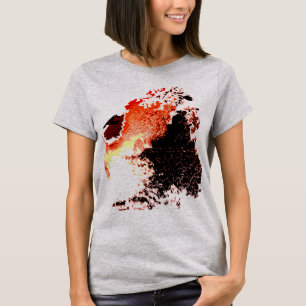 Camiseta Design de Plasmas de Pincel Amarelo Laranja Preto