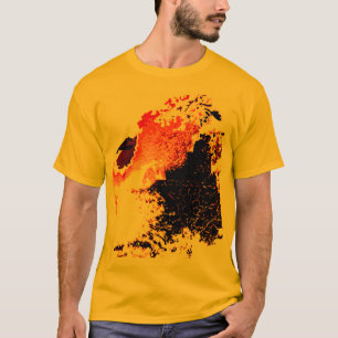 Camiseta Design de Plasmas de Pincel Amarelo Laranja Preto